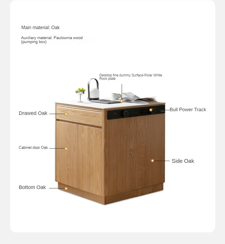 Oak Solid Wood Rock Plate Island Multi-Functional Dining Sideboard