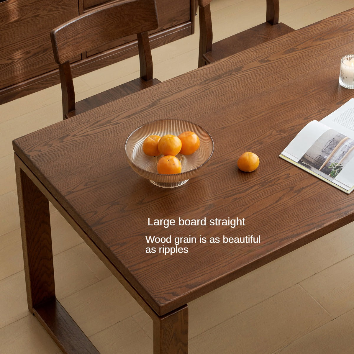 Black Walnut, Oak Solid Wood Long Dining Table
