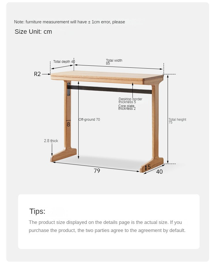 Oak, Cherry Solid Wood Small Office Desk