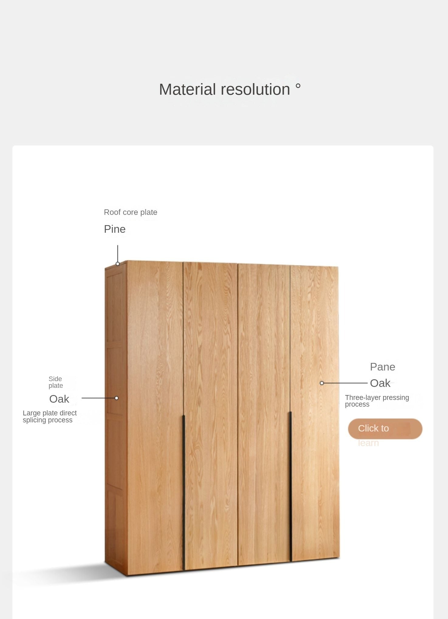 Oak solid wood high wardrobe modern"