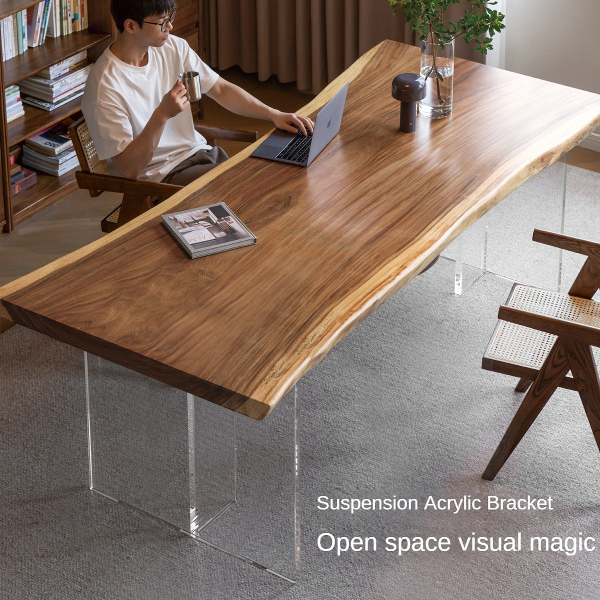 Black Walnut, South American Walnut, Ash Solid Wood, Metal, Acrylic Table Legs