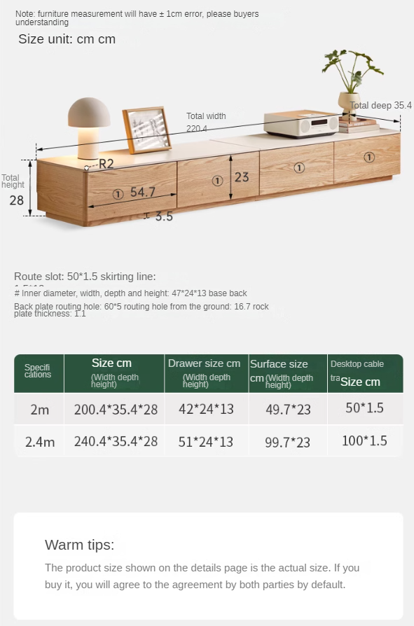 Oak, Rubber wood Solid Wood Modern Rock Slab Floor TV Cabinet