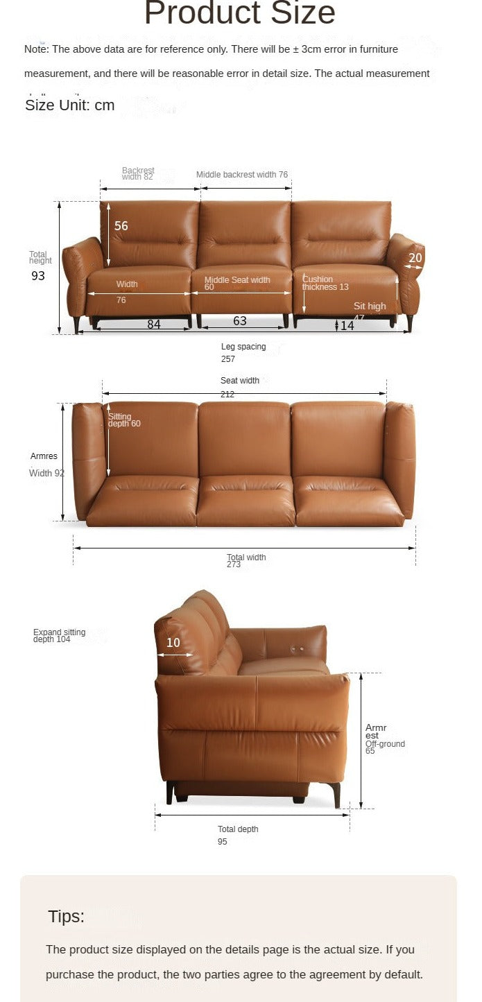 Leather Sofa, Head Layer, Cowhide Electric Sofa.
