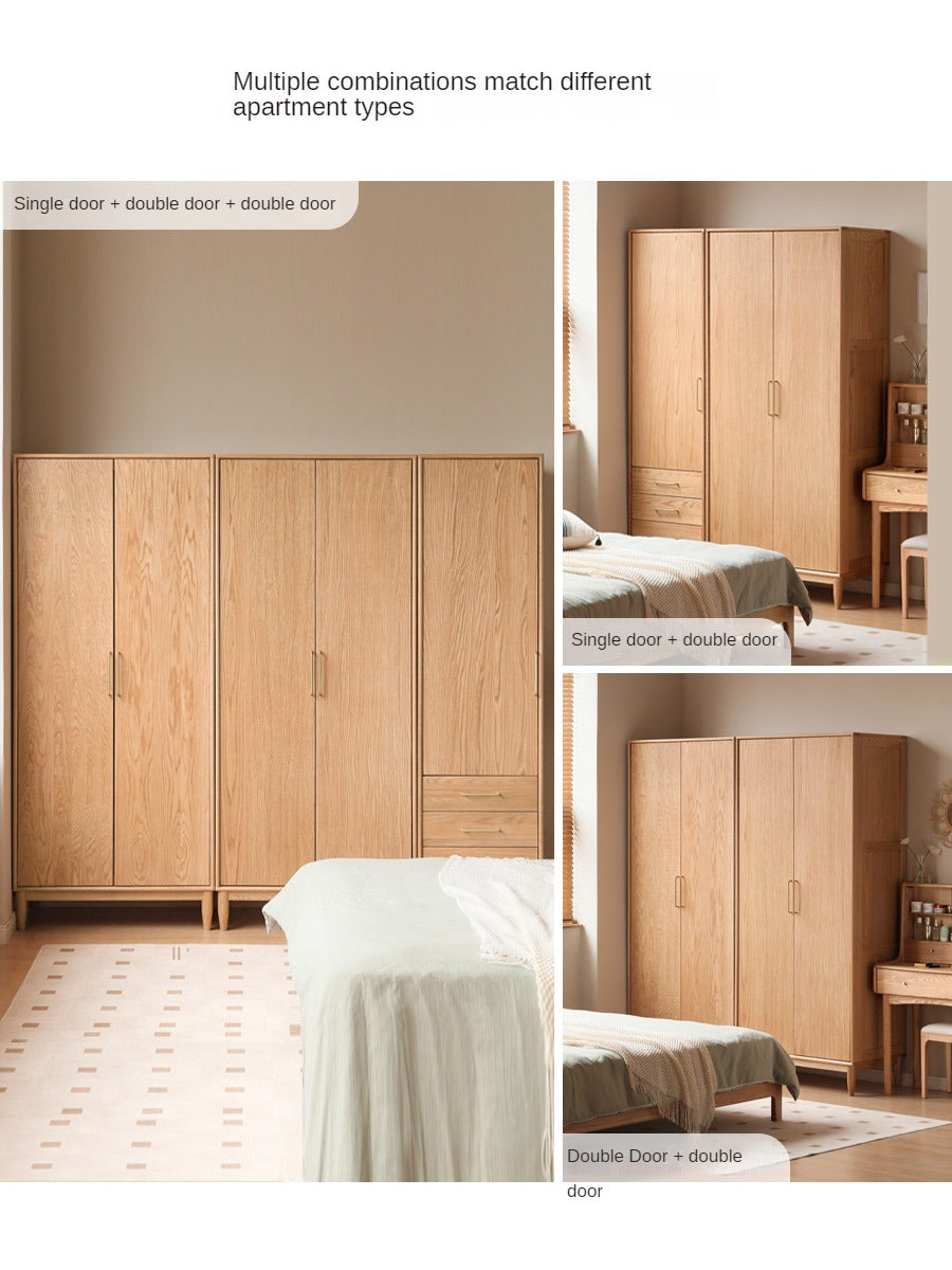 Oak Solid Wood Double Door Wardrobe.
