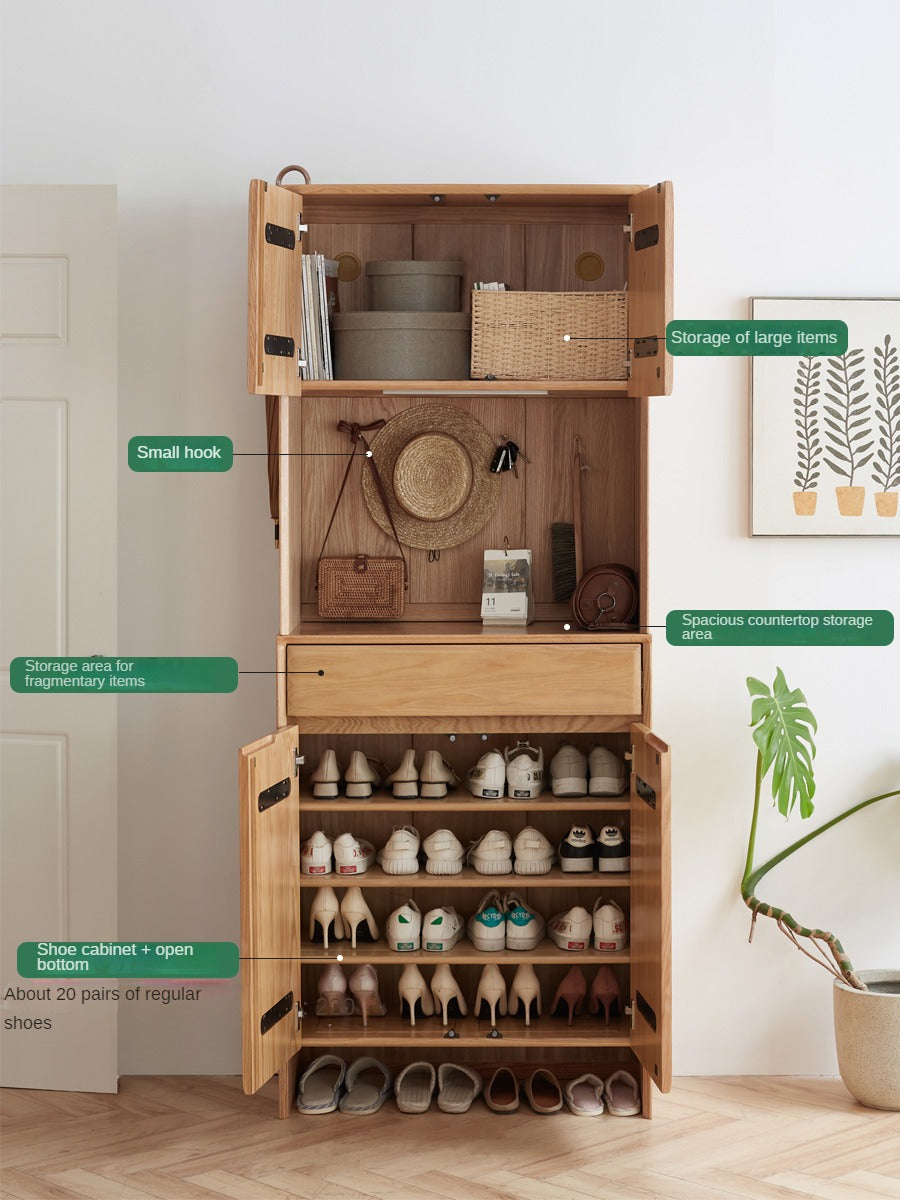Oak Solid Wood Entrance Hall Cabinet Shoe Cabinet Integrated