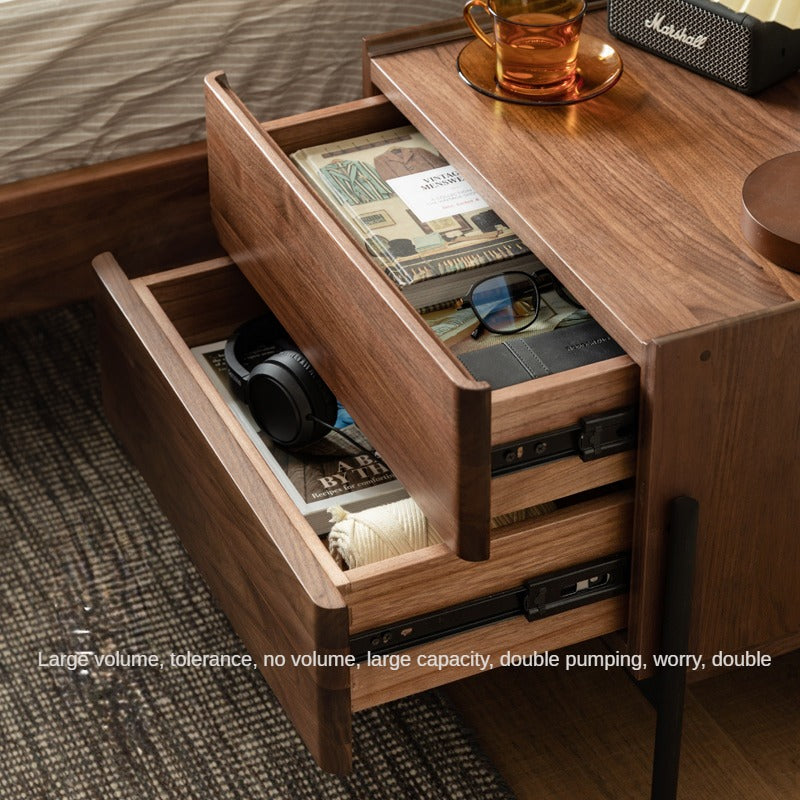 Black Walnut, Oak, South American Walnut Solid Wood Nightstand.