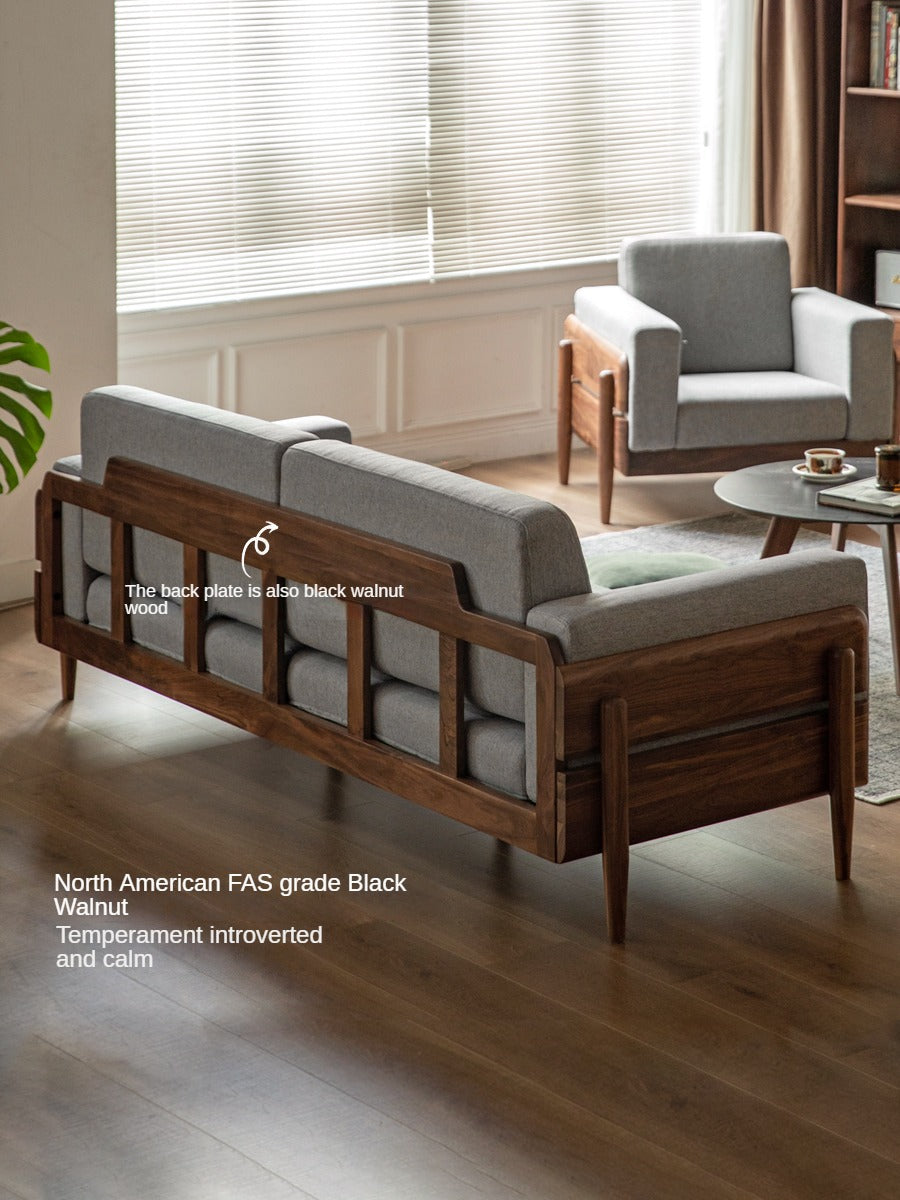 Black Walnut Solid Wood Fabric Sofa.
