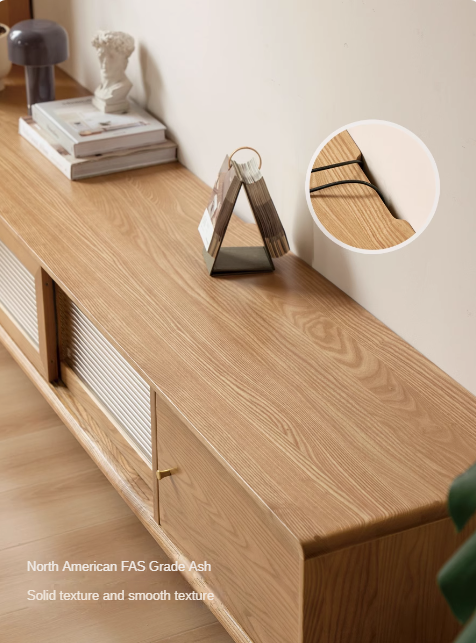 Ash Solid Wood Modern Locker Floor TV Cabinet.