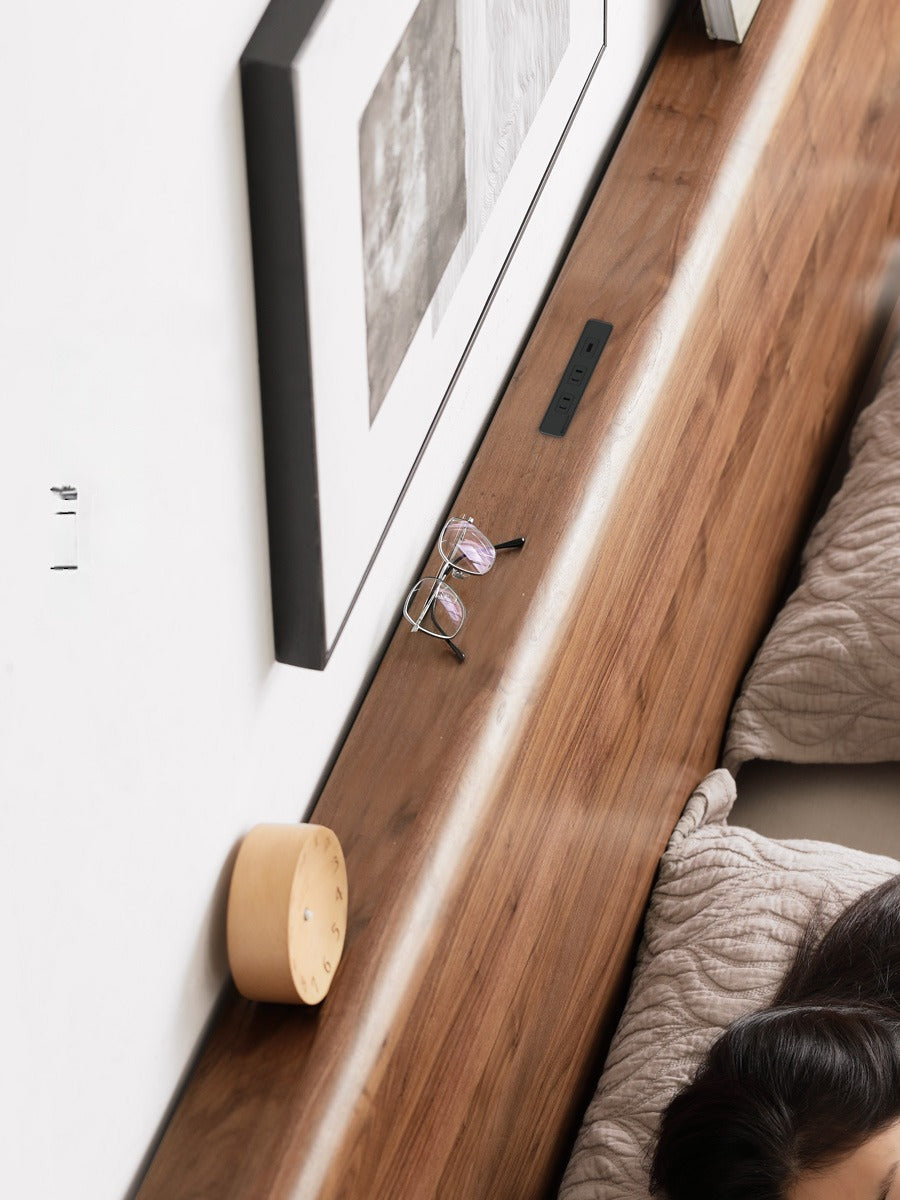 Black Walnut, Teak,Ash Solid Wood Bed Nordic Modern