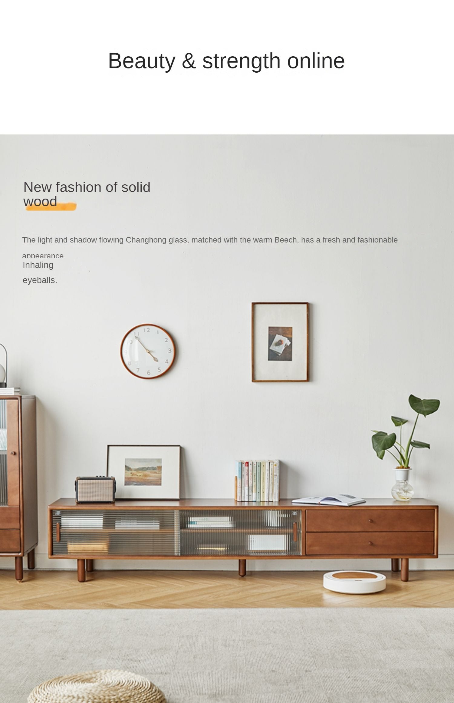 Beech Solid Wood Large TV Cabinet.