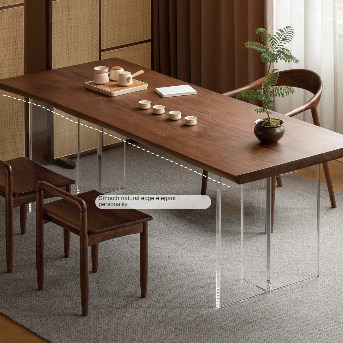 Black Walnut Solid Wood Natural Edge Large Board Dining Table