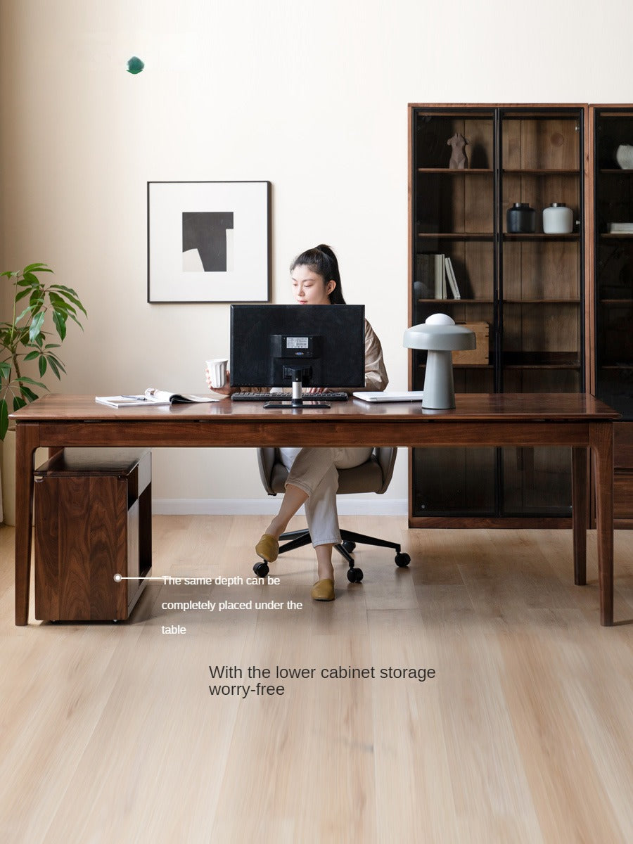 Black Walnut, Ash, Oak, Sandalwood Solid Wood Office Desk, Long Table