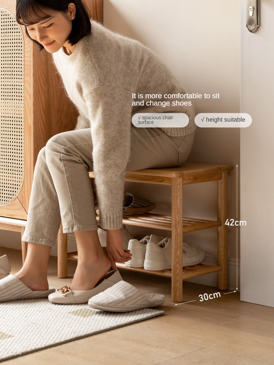 Oak Solid Wood Shoe Wearing Stool