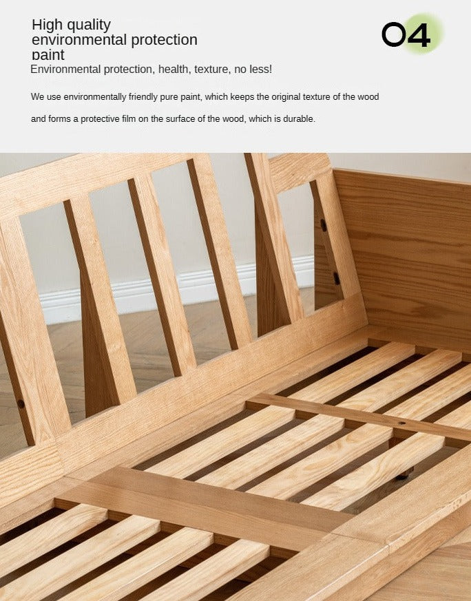 Oak Solid Wood Down Fabric Sofa.