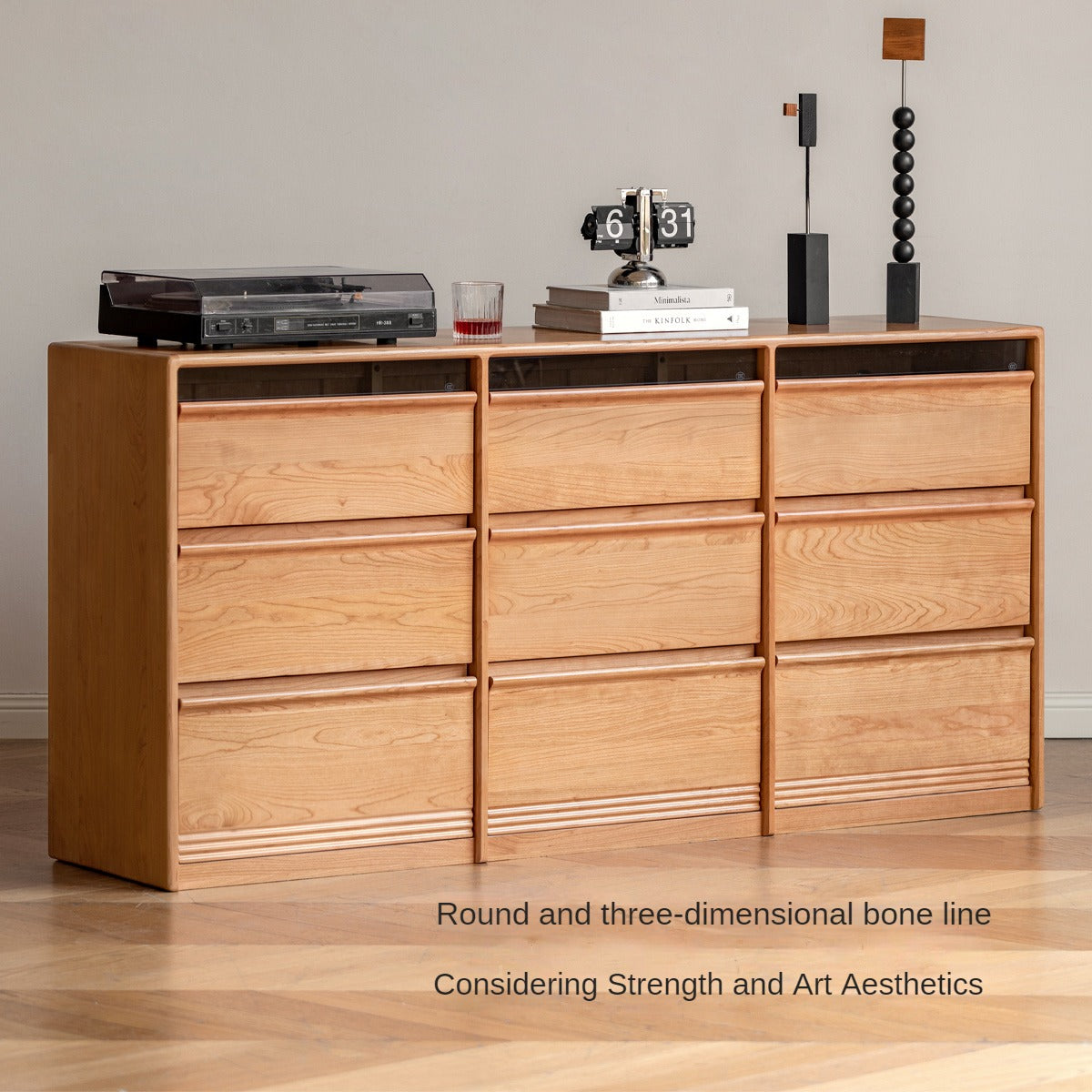 Cherry Solid Wood Nine Drawers Drawer Cabinet.