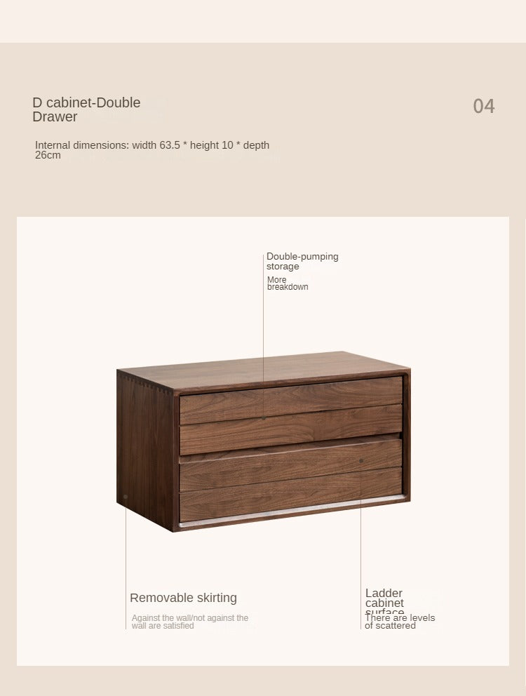 Black Walnut Solid Wood Free Combination Multifunctional Bookcase.