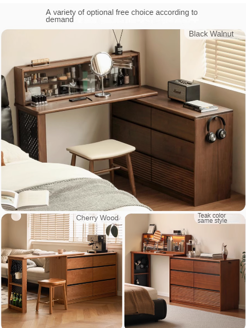 Oak, Ash Solid Wood Modern Telescopic Vanity Table.