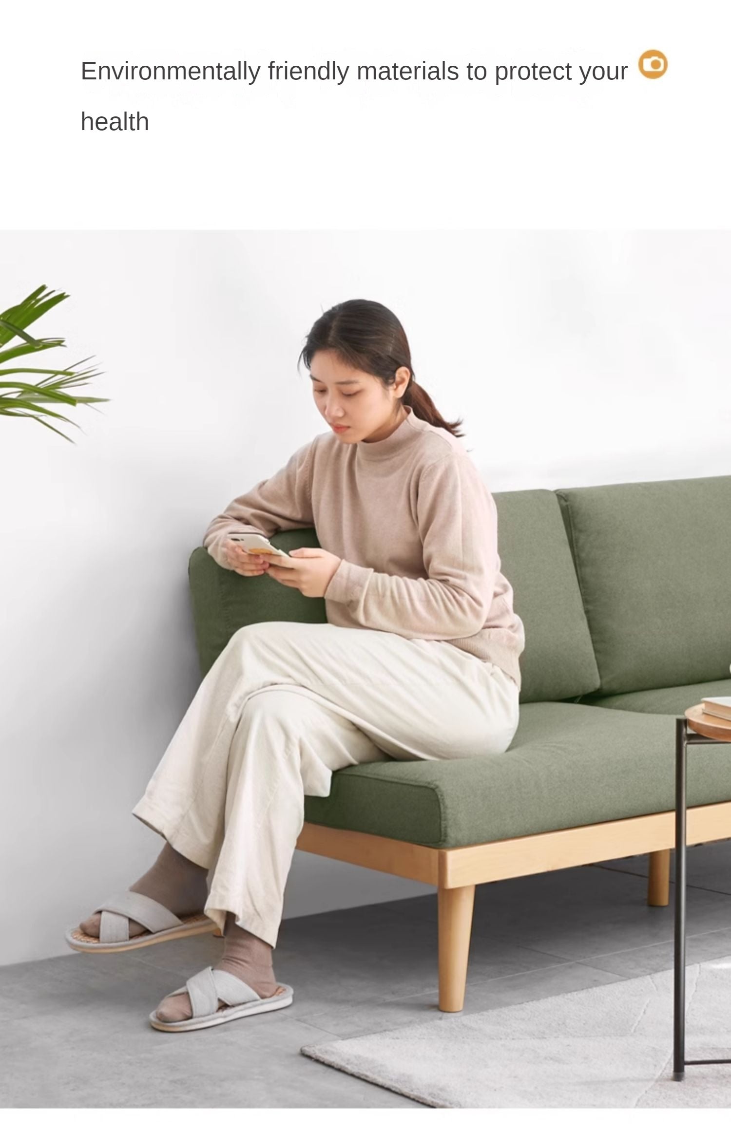 Beech Solid Wood Soft-covered Sofa.