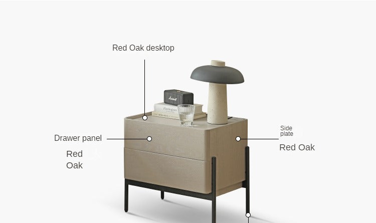 Morandi Premium Gray light luxury bedside storage Oak solid wood"