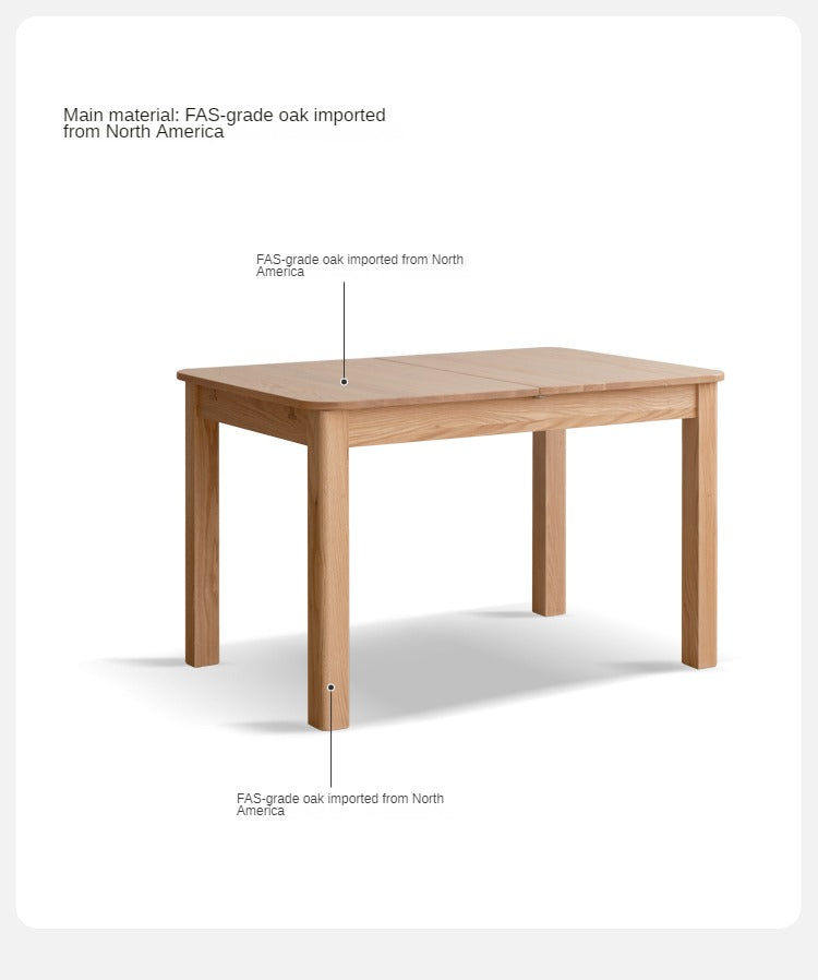 Oak Solid Wood Telescopic Folding Dining Table
