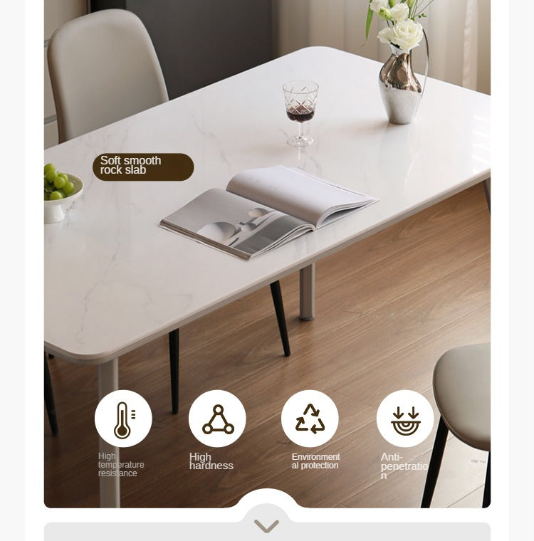 Poplar Solid Wood Modern Rock Plate Dining Table