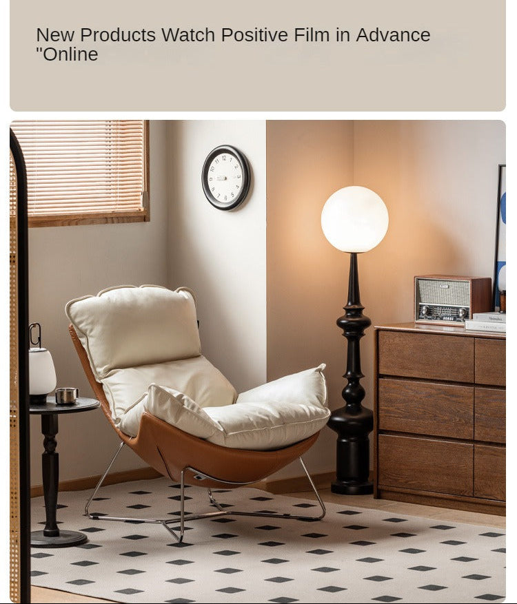Genuine Leather Modern Eggshell Lounge Chair