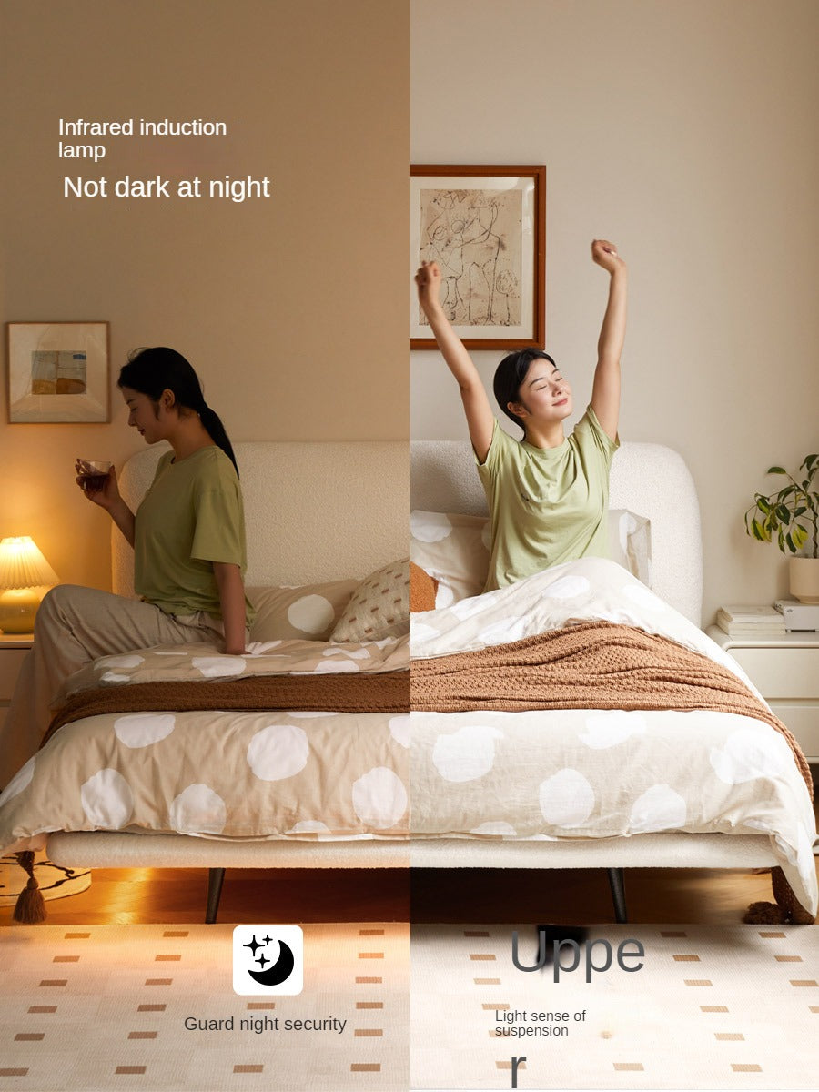 Fabric Soft Luminous White Suspension Imitation Lamb Fleece Bed