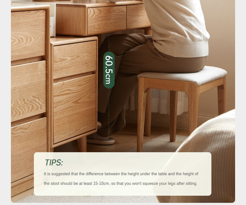 Solid Rubberwood, Oak, Beech Solid Wood Retractable Dressing Table Modern.
