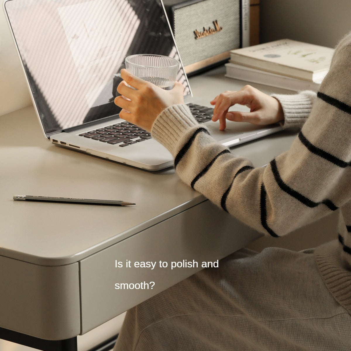 Poplar Solid Wood Double-Draw Desk Light Luxury