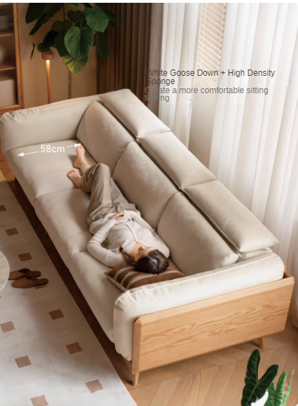 Oak, Ash Solid Wood High-Back Adjustable leather, fabric Sofa