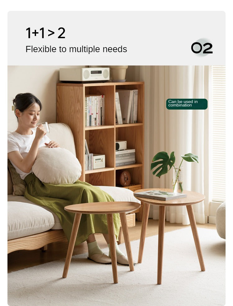 Solid Rubberwood, Oak Solid Wood Small Nordic Side Table