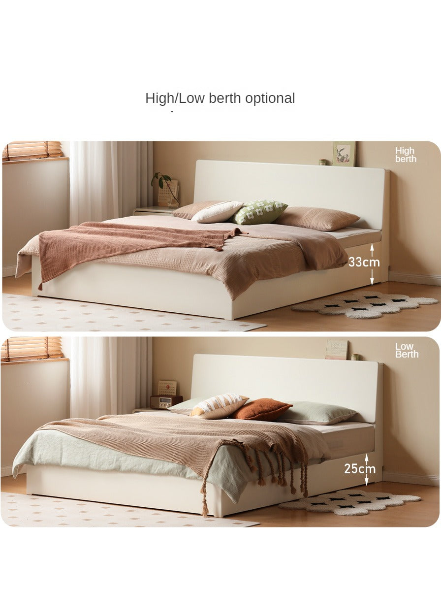 Rubber Wood,Poplar Solid Wood Box Bed, Cream Storage Bed