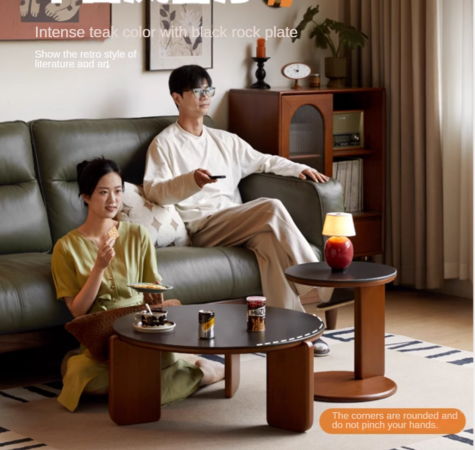 Poplar Solid Wood Rock Board Coffee Table