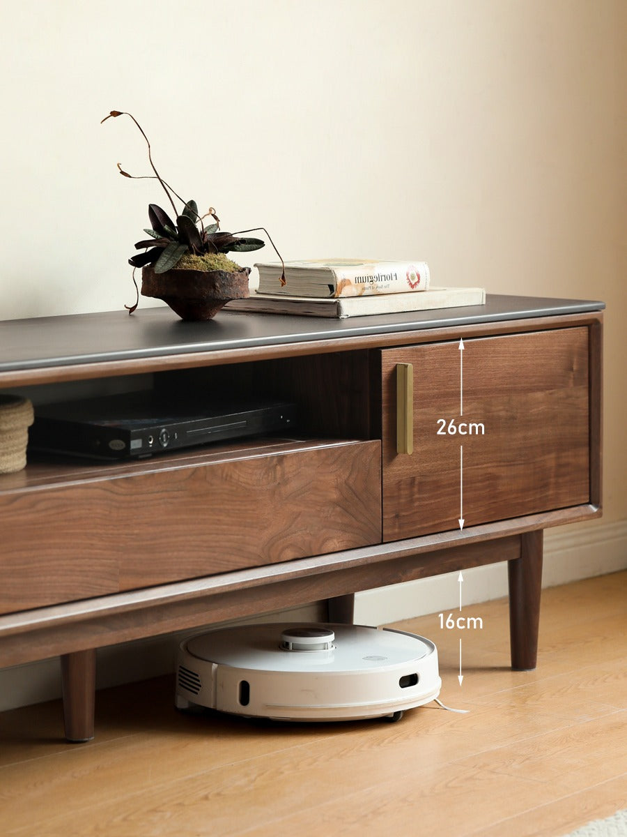 Black Walnut Solid Wood TV Stand Cabinet