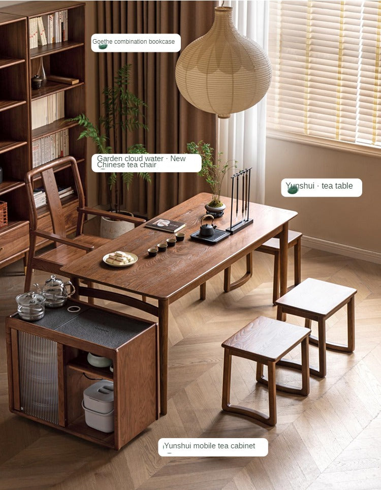 Ash Solid Wood Modern White Wax Wood Square Stool