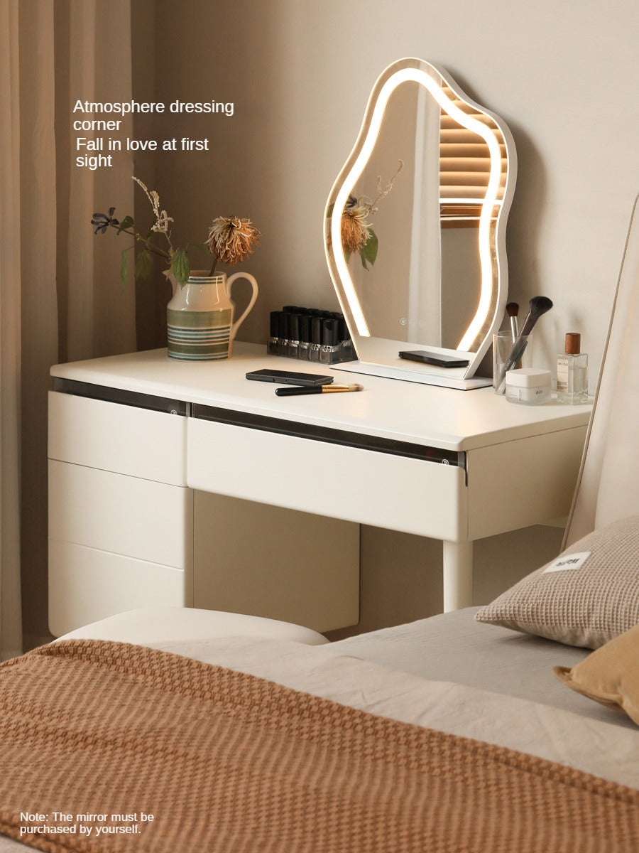 Solid Rubberwood, Poplar Solid Wood Dressing Table Warm White.