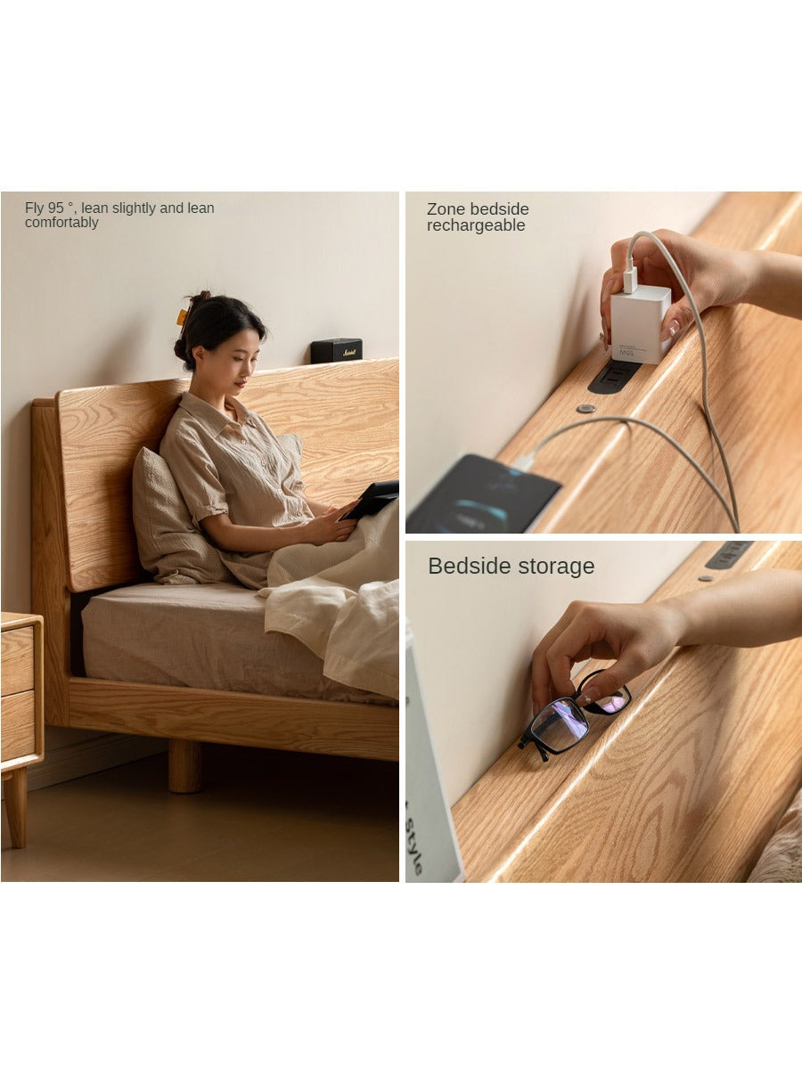 Oak Solid Wood Modern Suspension Bed