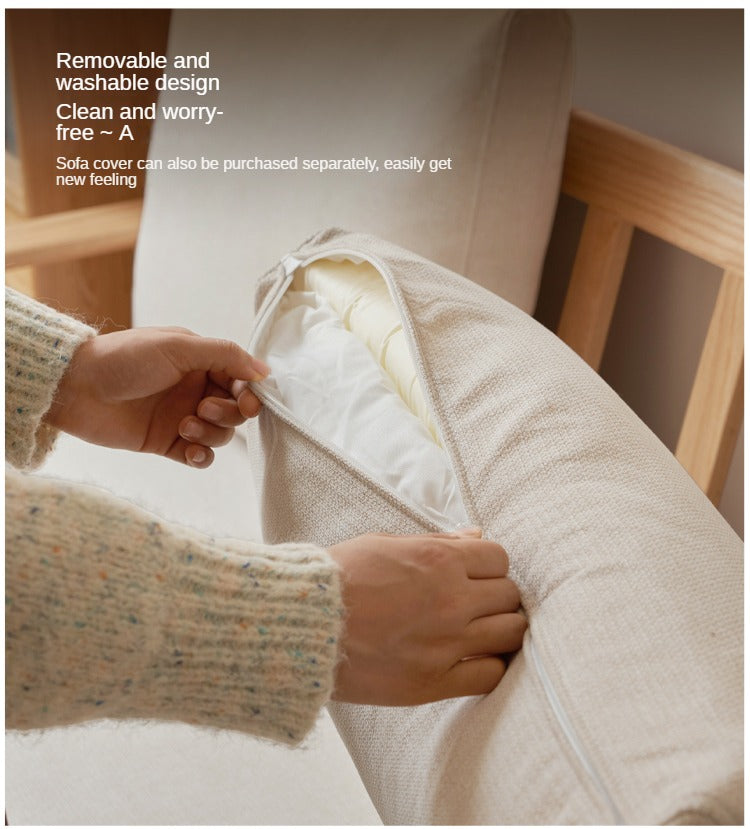 Oak Solid Wood Fabric Sofa.