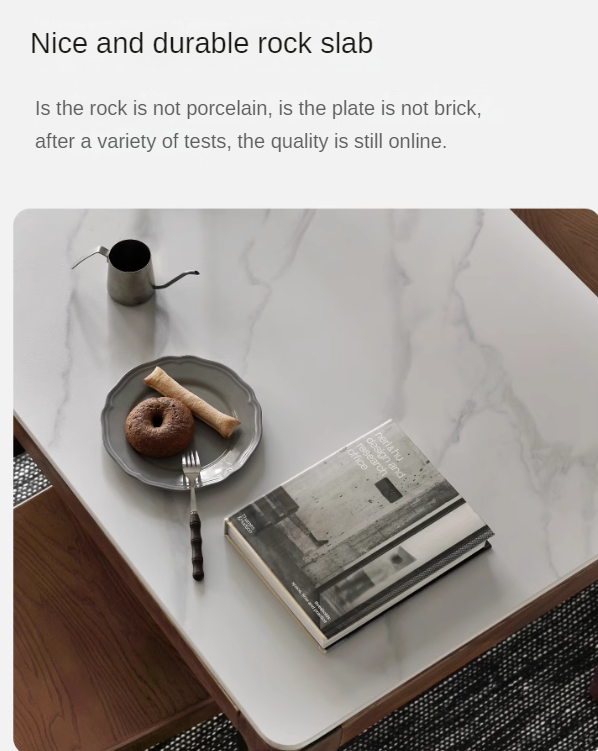 Ash Solid Wood Rock Plate Brown Dining Table