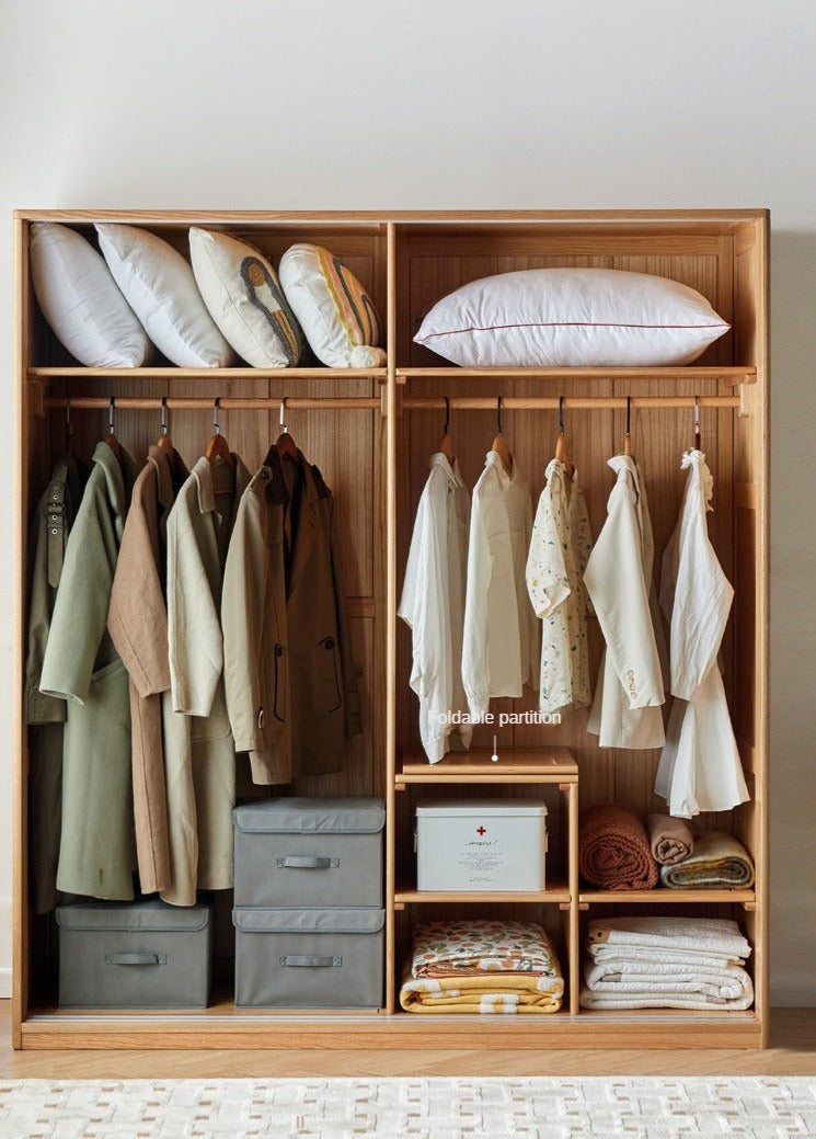 Oak Solid Wood Wardrobe Sliding Door-