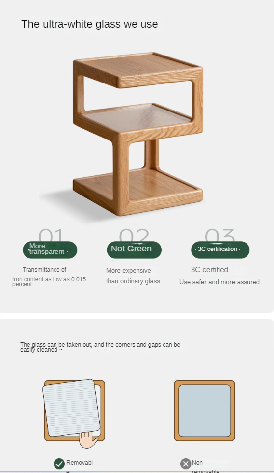 Oak, Black Walnut, Cherry, Poplar Solid Wood Corner Square Side Table.