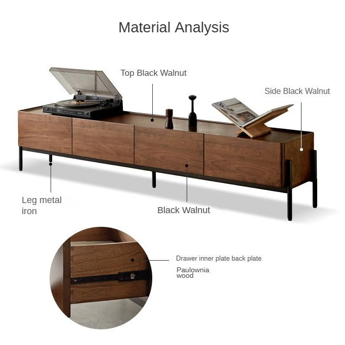 Black Walnut Solid Wood TV Stand.