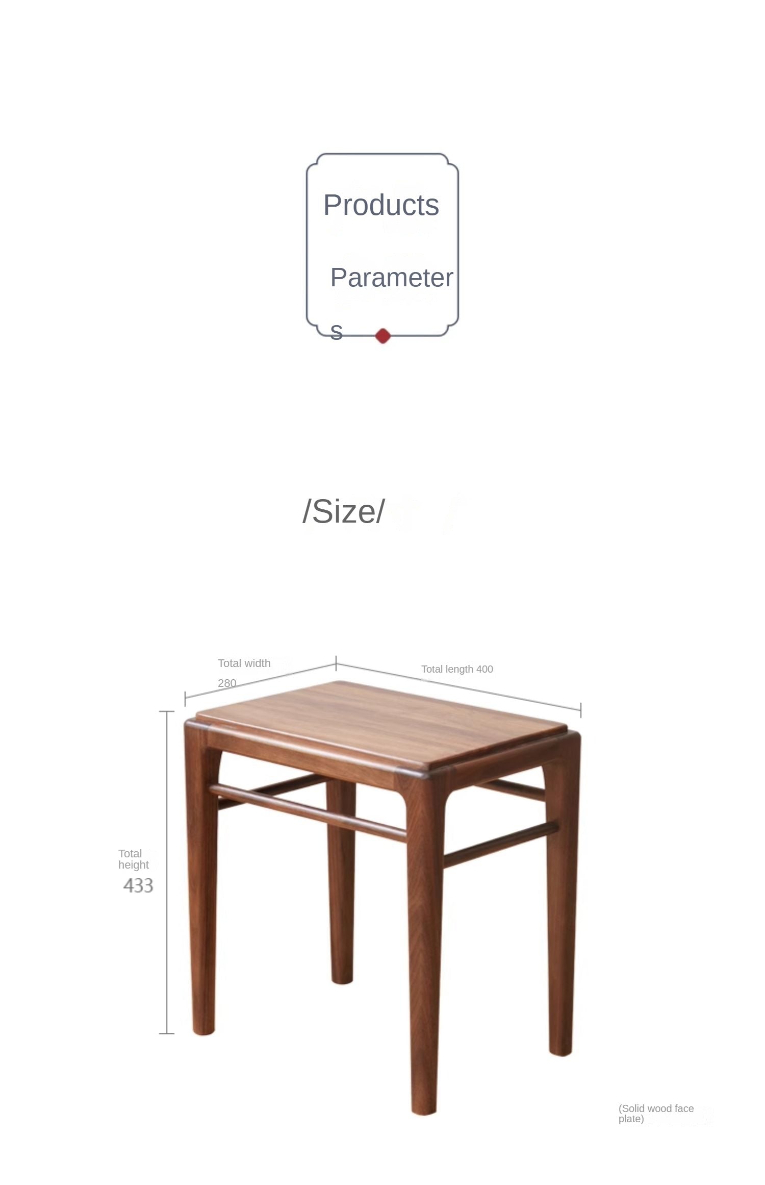 Black Walnut Solid Wood Makeup Stool