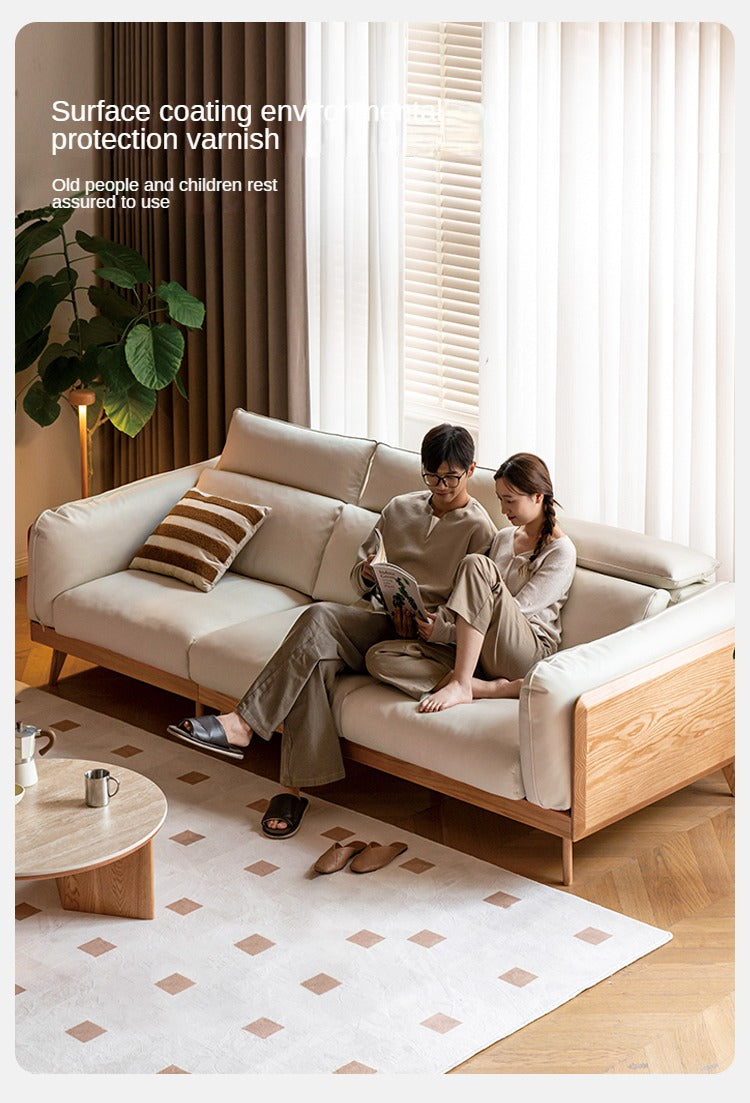 Oak, Ash Solid Wood High-Back Adjustable leather, fabric Sofa