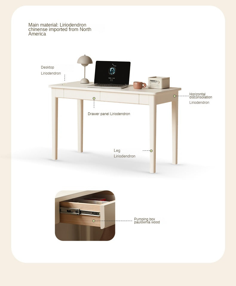 Poplar Solid Wood Office Desk with Drawer