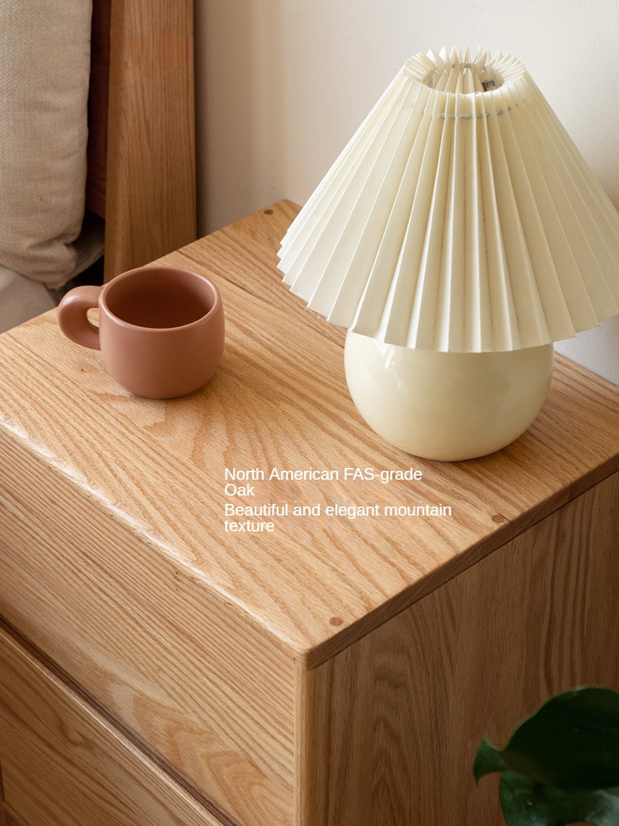 Oak Solid Wood, Solid Rubberwood Two Drawer Nightstand.