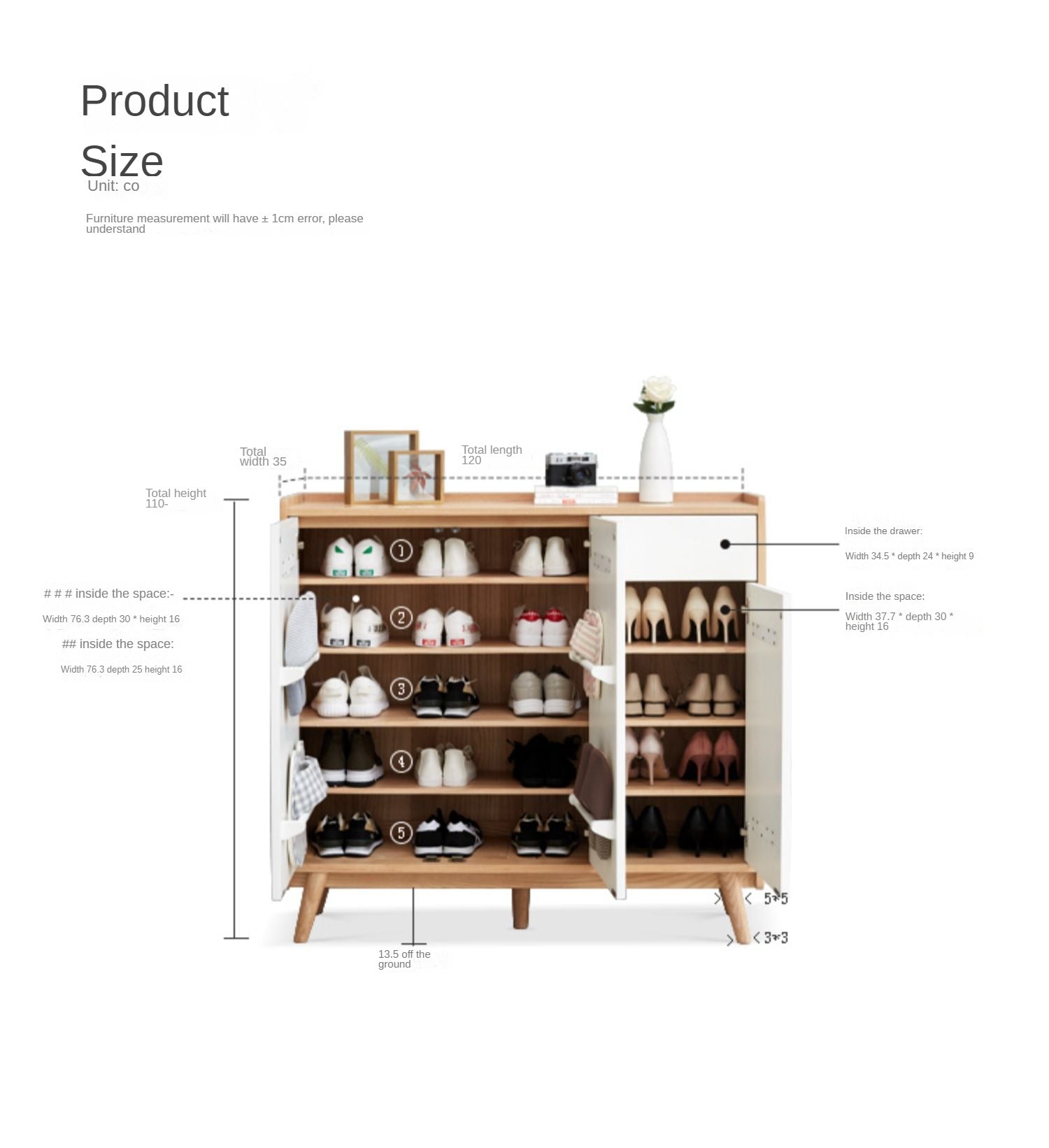 Ash solid wood shoe cabinet"