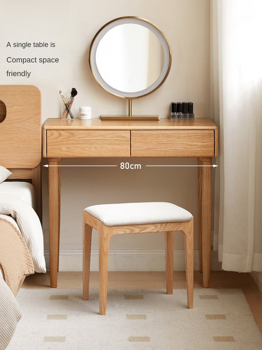 Solid Rubberwood, Oak, Beech Solid Wood Retractable Vanity Table Modern.