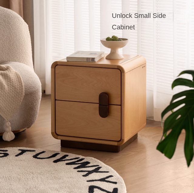 Beech Solid Wood Original Wood Style Storage Nightstand