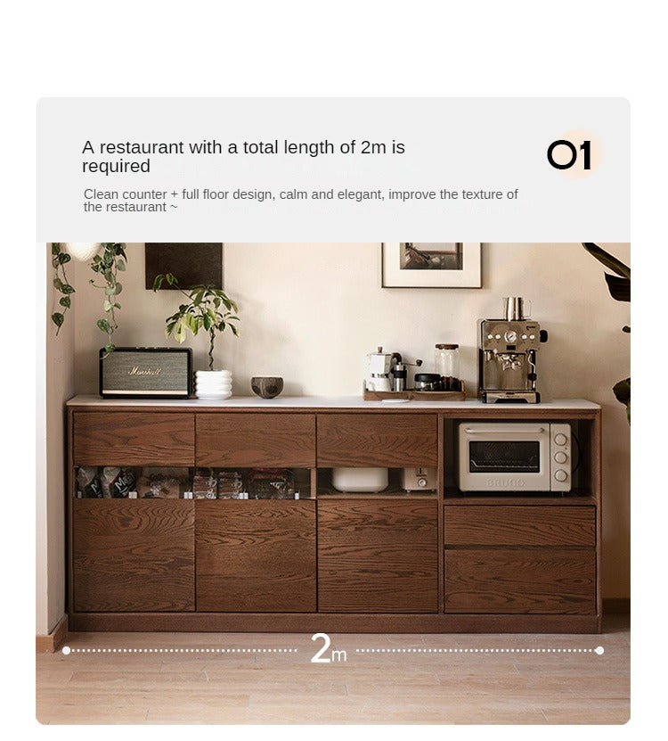 Black Walnut, Ash Solid Wood Rock Plate Storage Cabinet, Sideboard